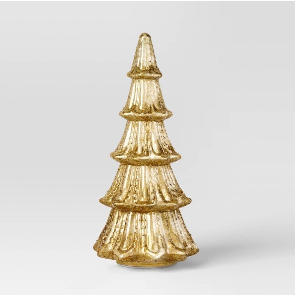 14" Christmas Mercury Lit Glass Tiered Tree Decor Gold - Wondershop, Target